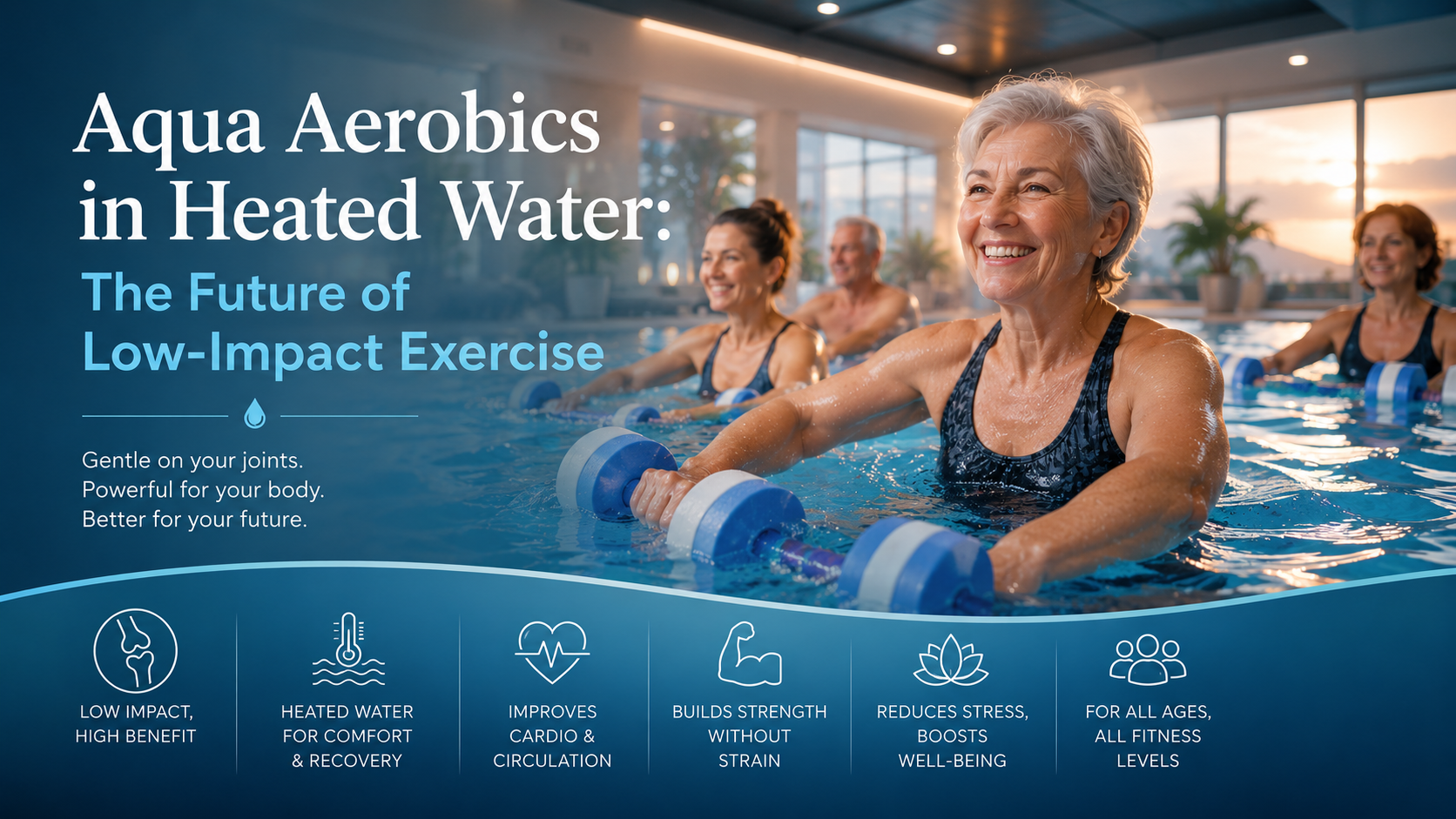 Aqua aerobics in heated pool